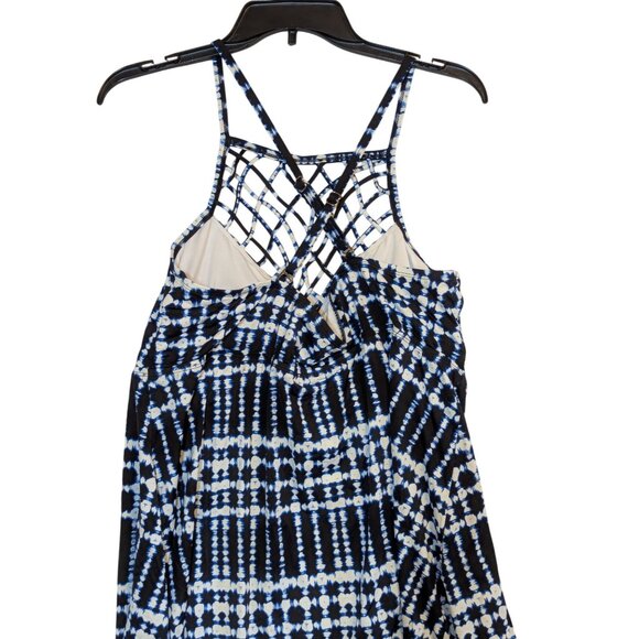 Womens APT.9 Blue & White Printed Tankini Top With Lattice Back Straps - Picture 2 of 3